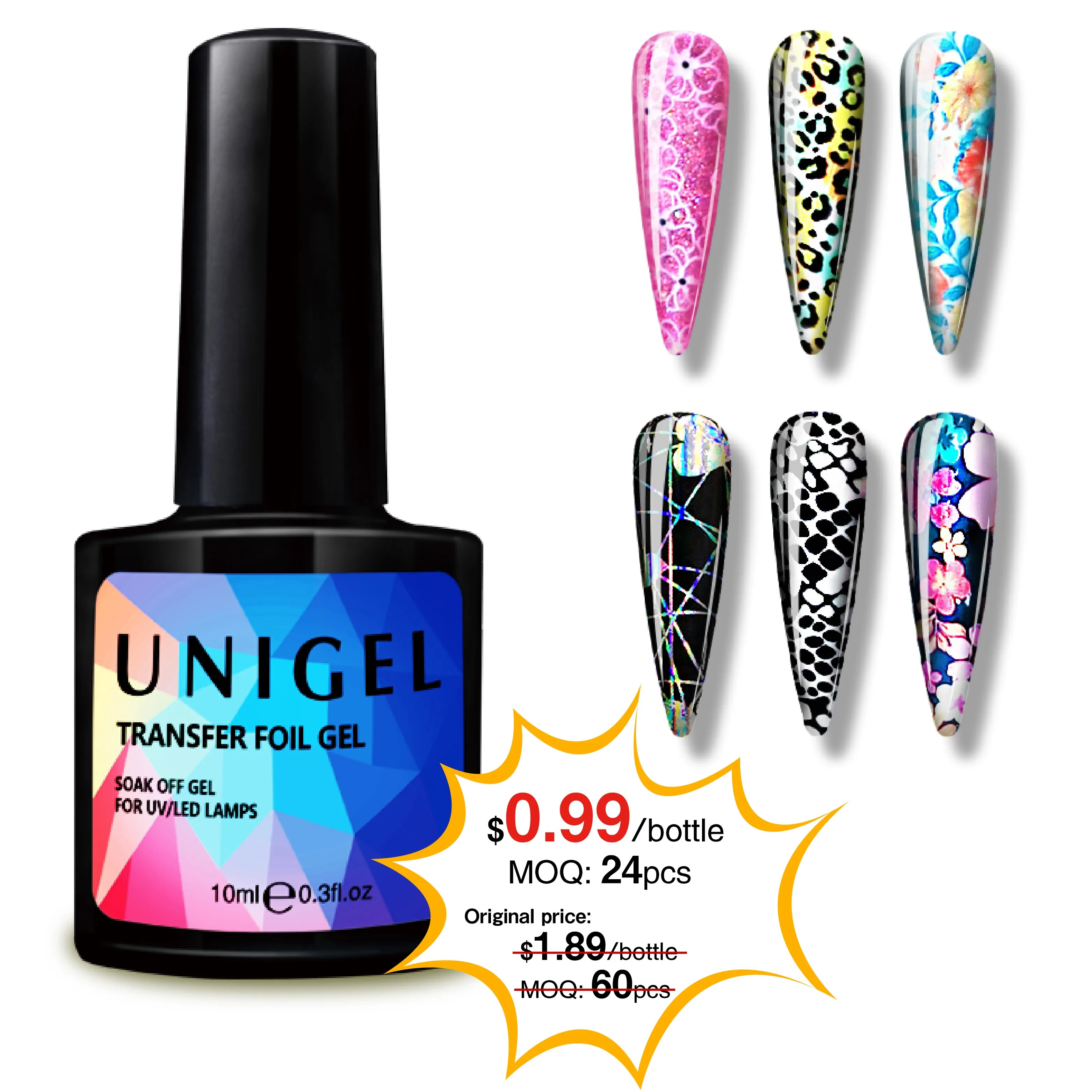 

Unigel Easy Apply Foil Sticky Transfer Foil Gel Polish Nail Sticker for Nails Winter Nail Beauty 24 Pieces Transparent 30 Days