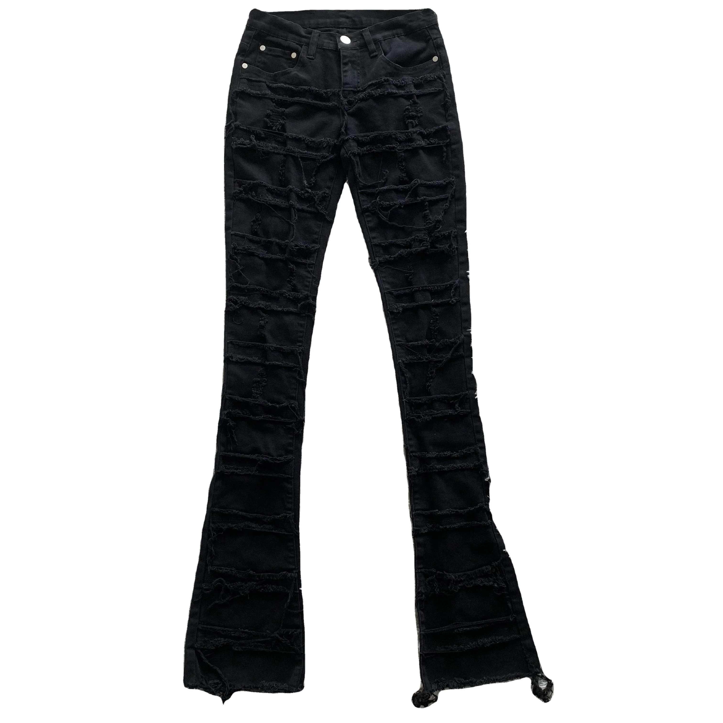DENIMGUYS Custom Flared Pants Men High Street Heavy Industry Distressed Denim Flare Stacked Jeans for Men
