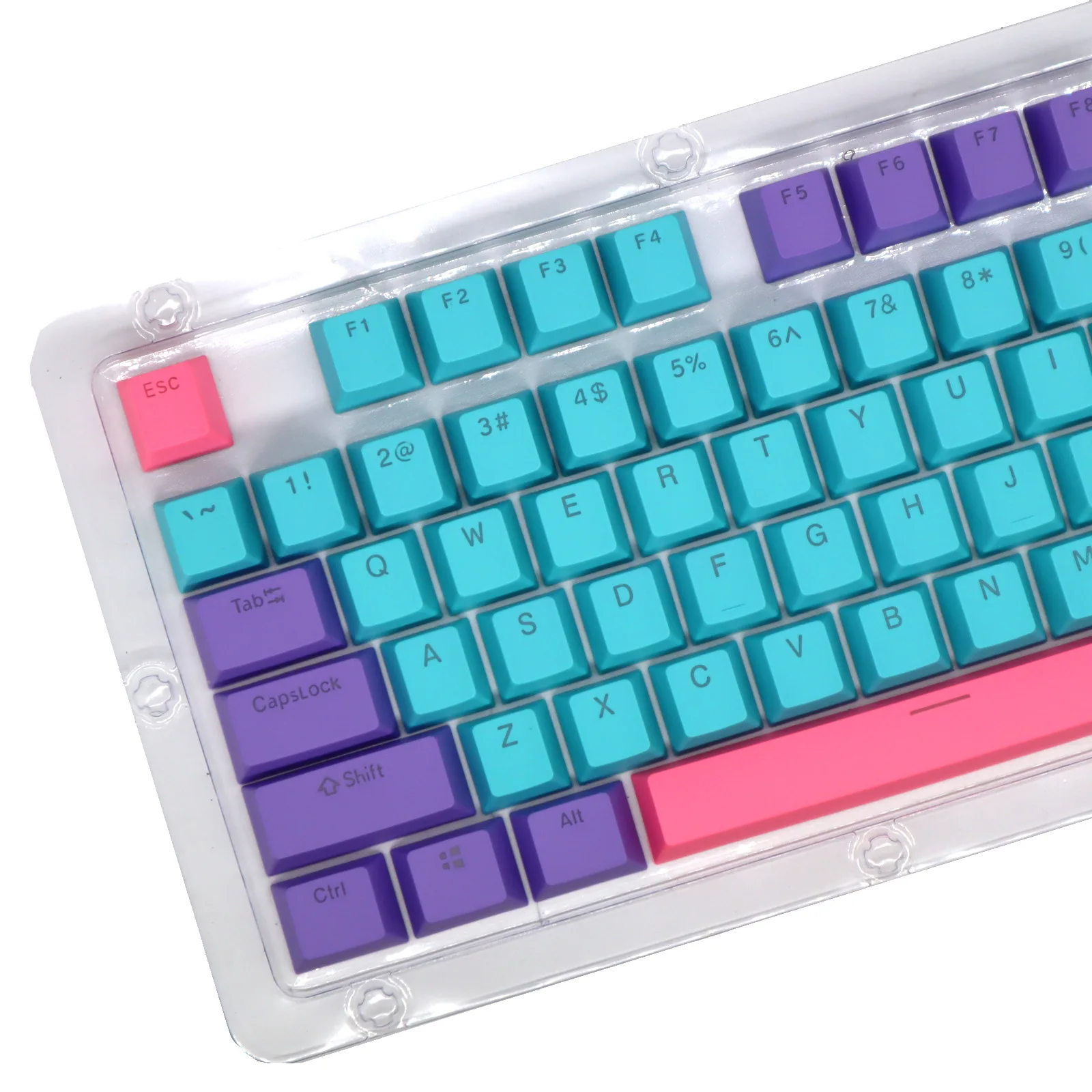 

Custom Multicolor OEM profile 104 keys Double shot PBT Keycaps Set for Mechanical Keyboard