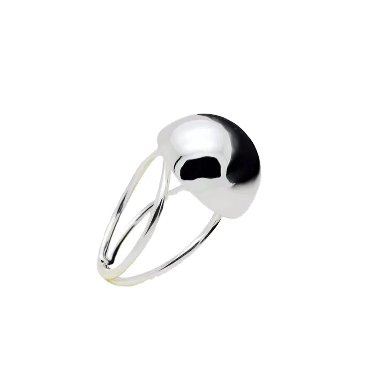 

Certified 990 Sterling Silver Glossy Semicircular Mushroom Hemisphere Open Ring Shiny Niche Ring Net Celebrity Vibrato