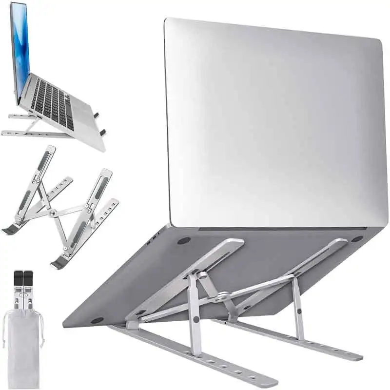 

Laptop Stand, iVoler Laptop Holder Riser Computer Tablet Stand, 6 Angles Adjustable Aluminum Ergonomic Foldable Portable Desktop, Silver
