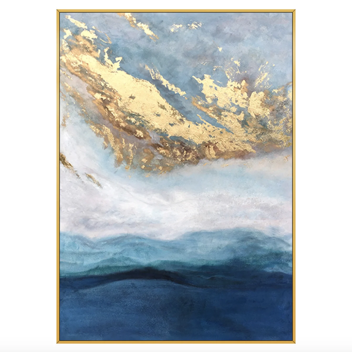 123.3€, Lienzo abstracto moderno azul marino, pinturas al óleo, paisaje,  arte de …