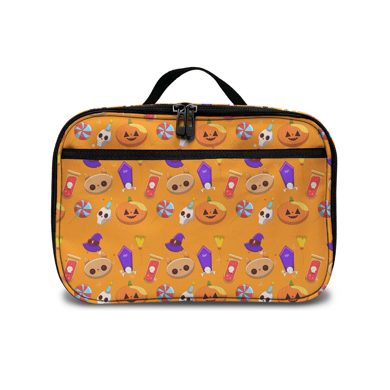 

New Design Halloween Ghost Castle Pattern Print Student Lunch Bag Custom Design Lunch Bag Insulated Wholesale School Lunch Bags