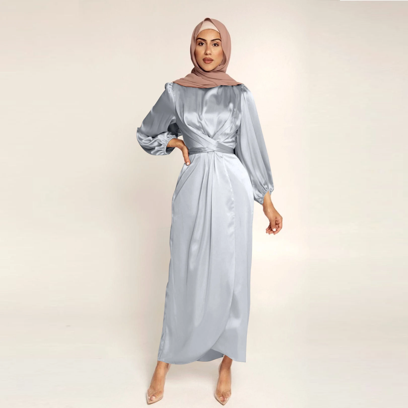 

MXCHAN 2020 Latest Muslim Kimono Dubai Solid Color Long Dress