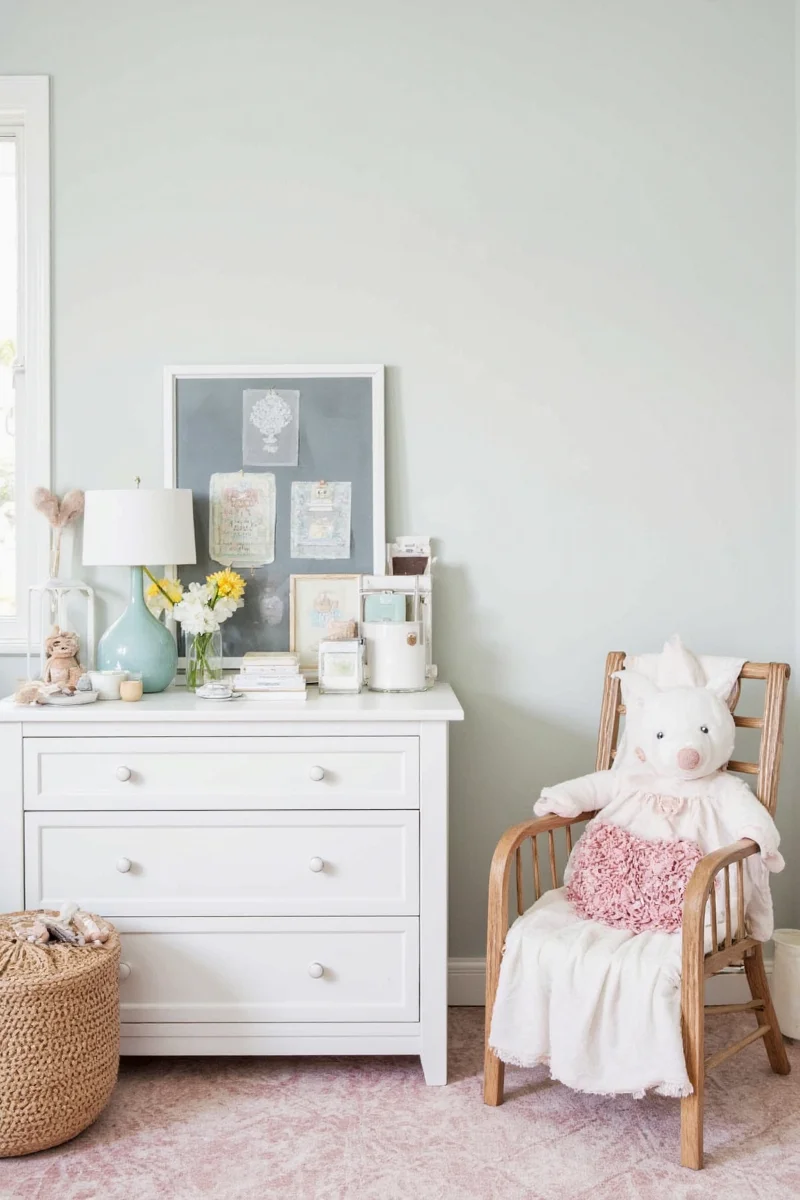 Washi tape wall art in pastel colors