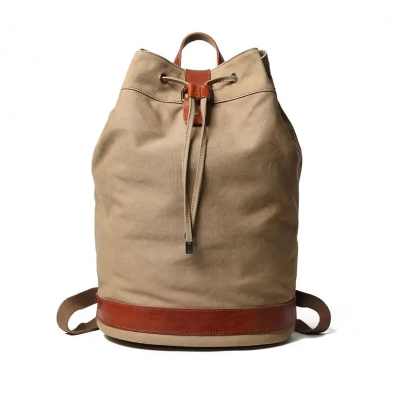 

Hot selling high quality large capacity rucksack white canvas roll backpack with drawstring