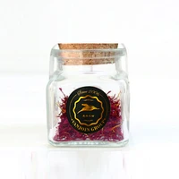 

High Quality 4g Square Crystal Glass Spain Organic Red Saffron Jar With Cork