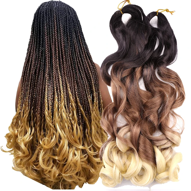 

Crochet braids hair extension 22inch French Curl Braiding Hair Pre Stretched Loose Wavy Braiding Hair spiral deep curl