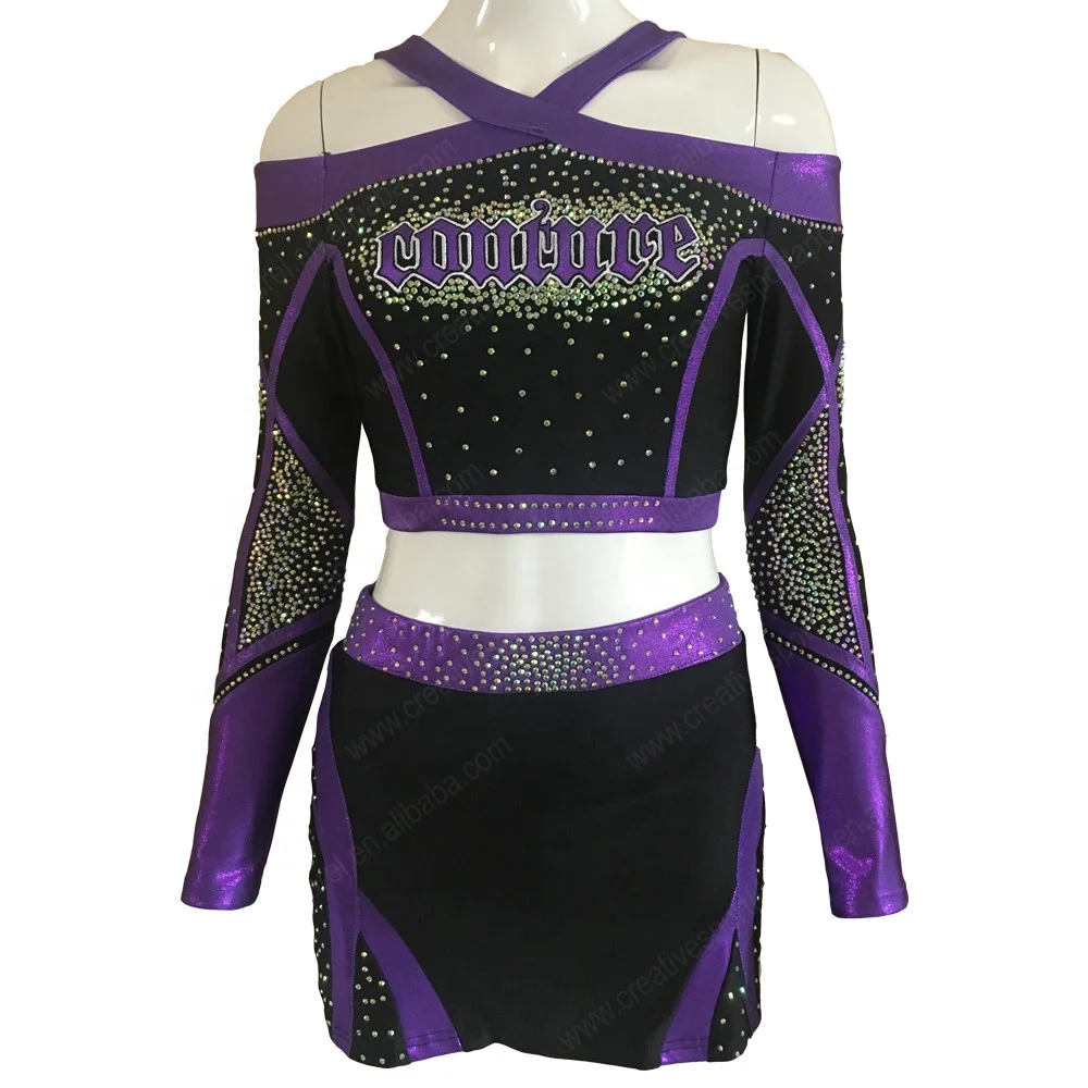 Rhinestone Cheerleading Uniforms Custom Competition All Stars Teal And ...