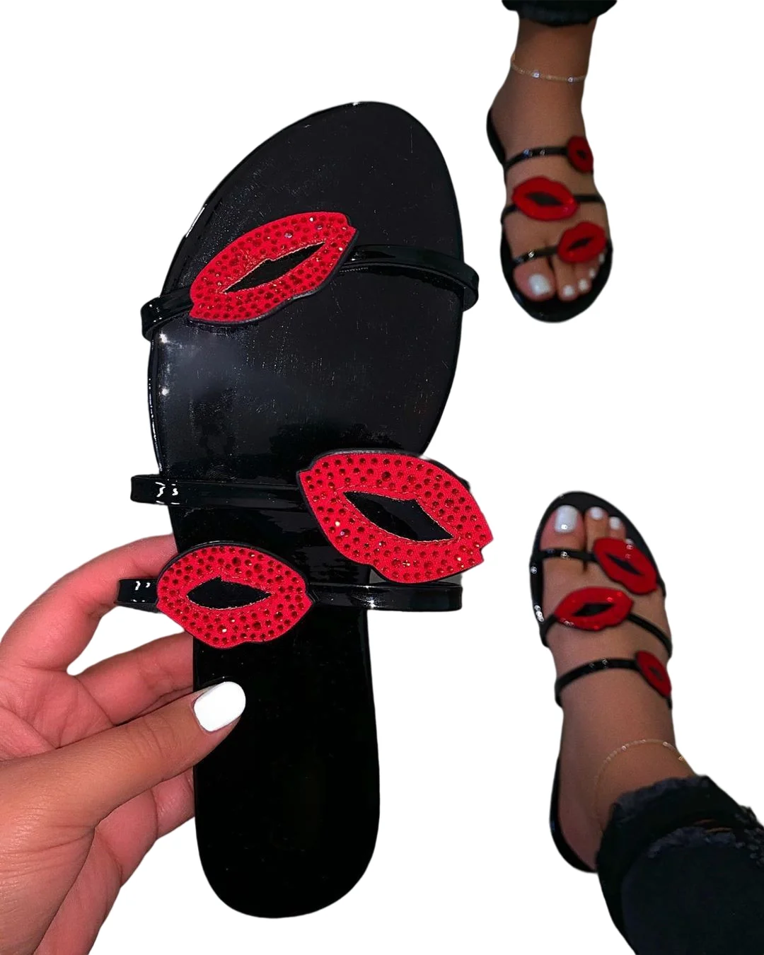 

Summer Custom Ladies Shoes Bling Diamond Glitter Slippers Women Shoes Sandals