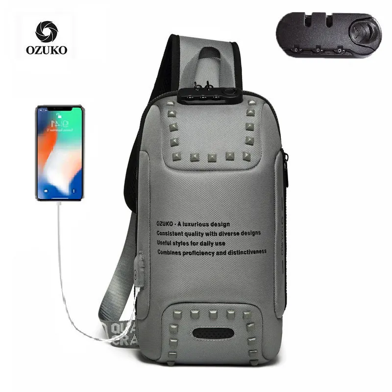 

Ozuko 9283 Boy Waterproof Top Quality Crossbody Bag Tactical Man Shoulder Bag Crossbody Nylon Mini Sling Bag Custom, Black,grey,blue,white,orange