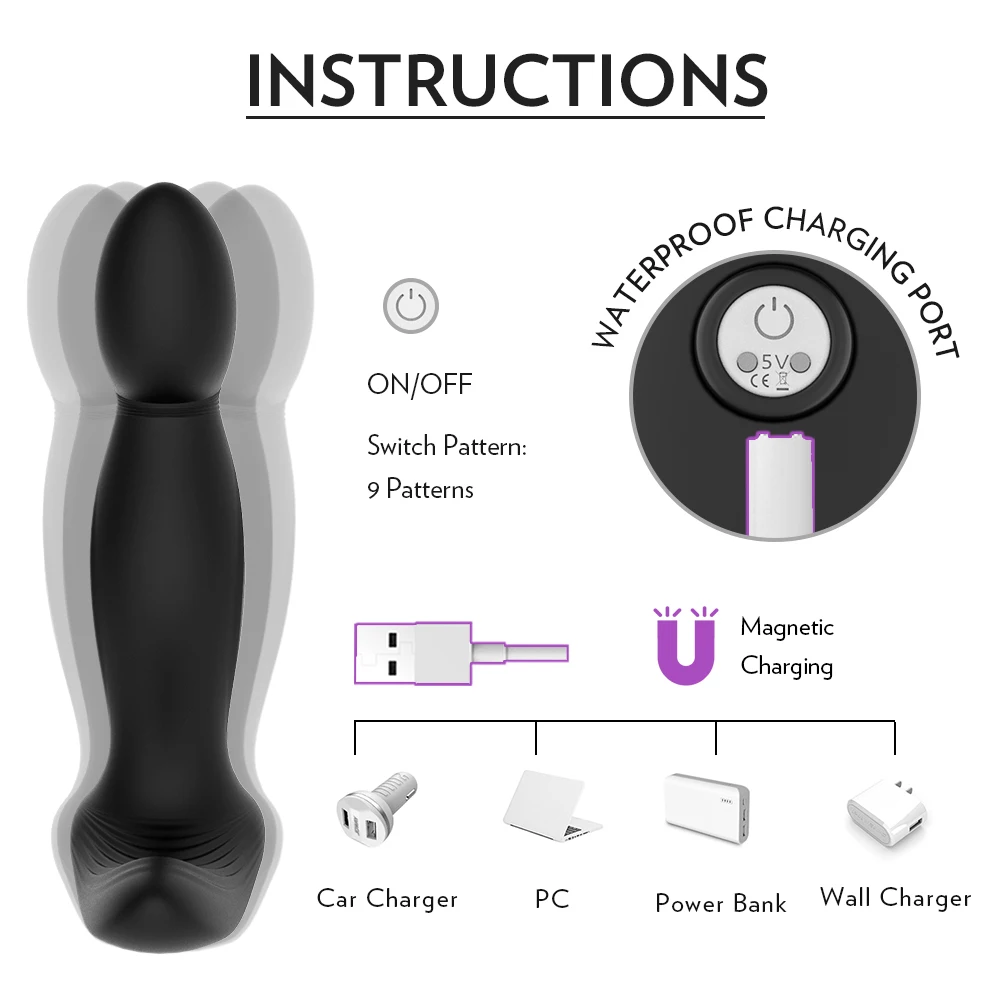 9  modes of adult sex toys for men and women Vibrator Male Masturbator Anal Tail Butt Plug Anal For Men Ass Adult Sex Toy