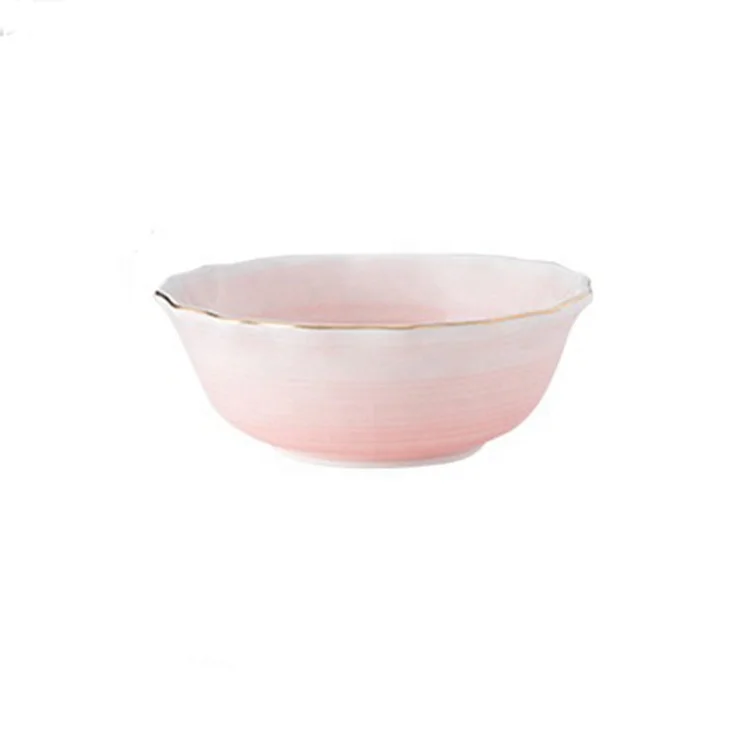

Shanxi Ceramics Factory Direct Selling Tableware Set Pink Modern Plate Vegetables Salad Bowl