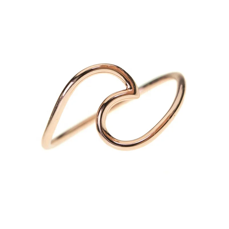 

Yiwu sterling silver jewelry womens dainty stacking wave ring 925