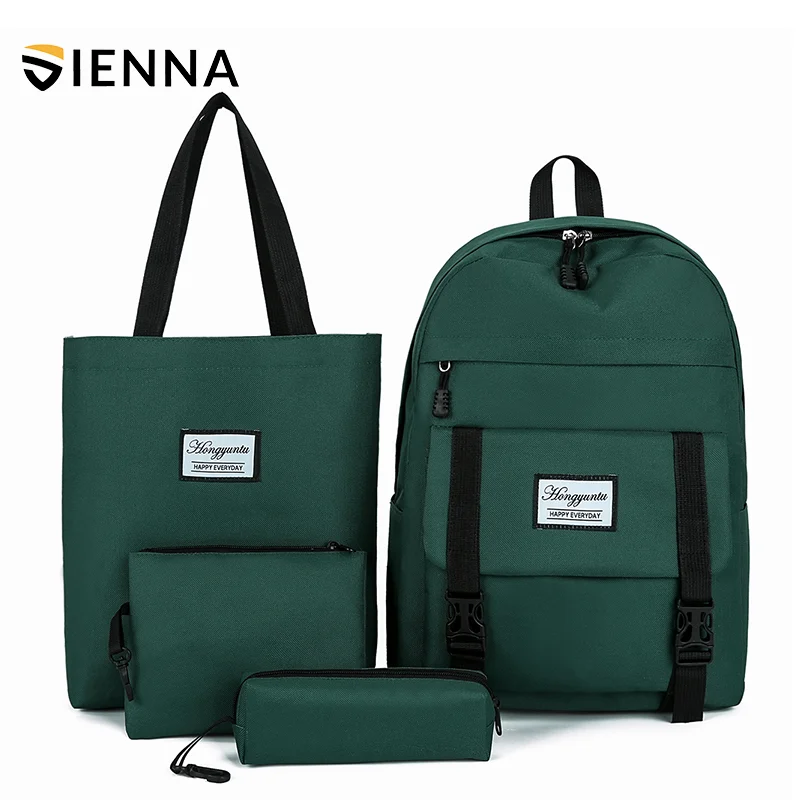

New design girls bag set 4 pcs in 1 school backpack set for teenager bags popular Students Casual Travel Schoolbag, Black/pink/grey/red/green