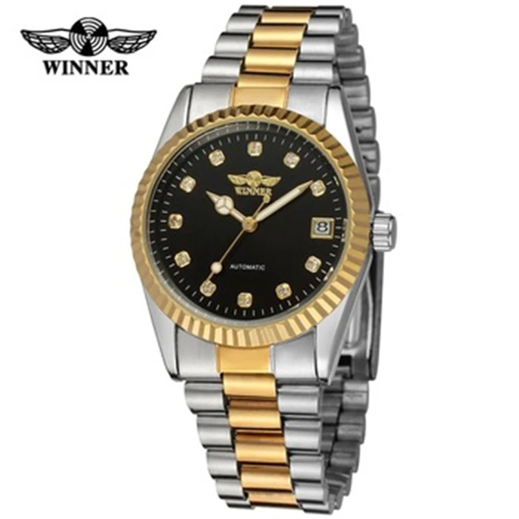 

WINNER 062 famous brand men business automatic watches auto date man fashion mechanical wristwatches stainless steel band