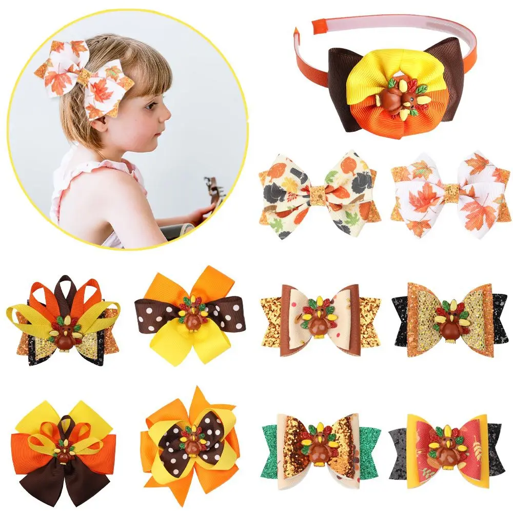 

Thanksgiving Holiday Hair Bows With Clips Kids Girls Hair Accessories