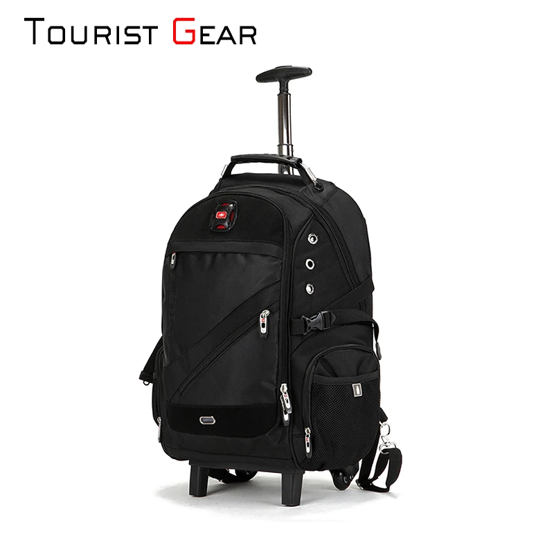 

trolley backpack wholesale new design china manufacturer nylon fashion wheeled trolley backpack bags with good quality, Black or customized