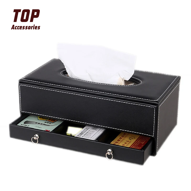 

High Quality Pu Leather Restaurant Leather Tissue Box Holder