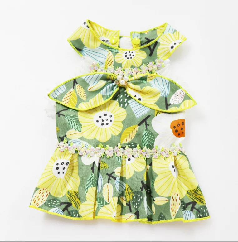 

Super cute velvet printed lace pet dress lady big dog clothes