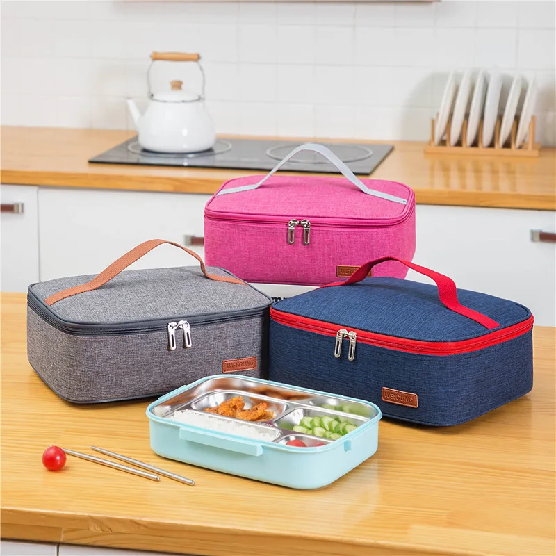 

High Quality Factory Direct Waterproof Lunch Box Insulation Bag with Handle, Navy/gray