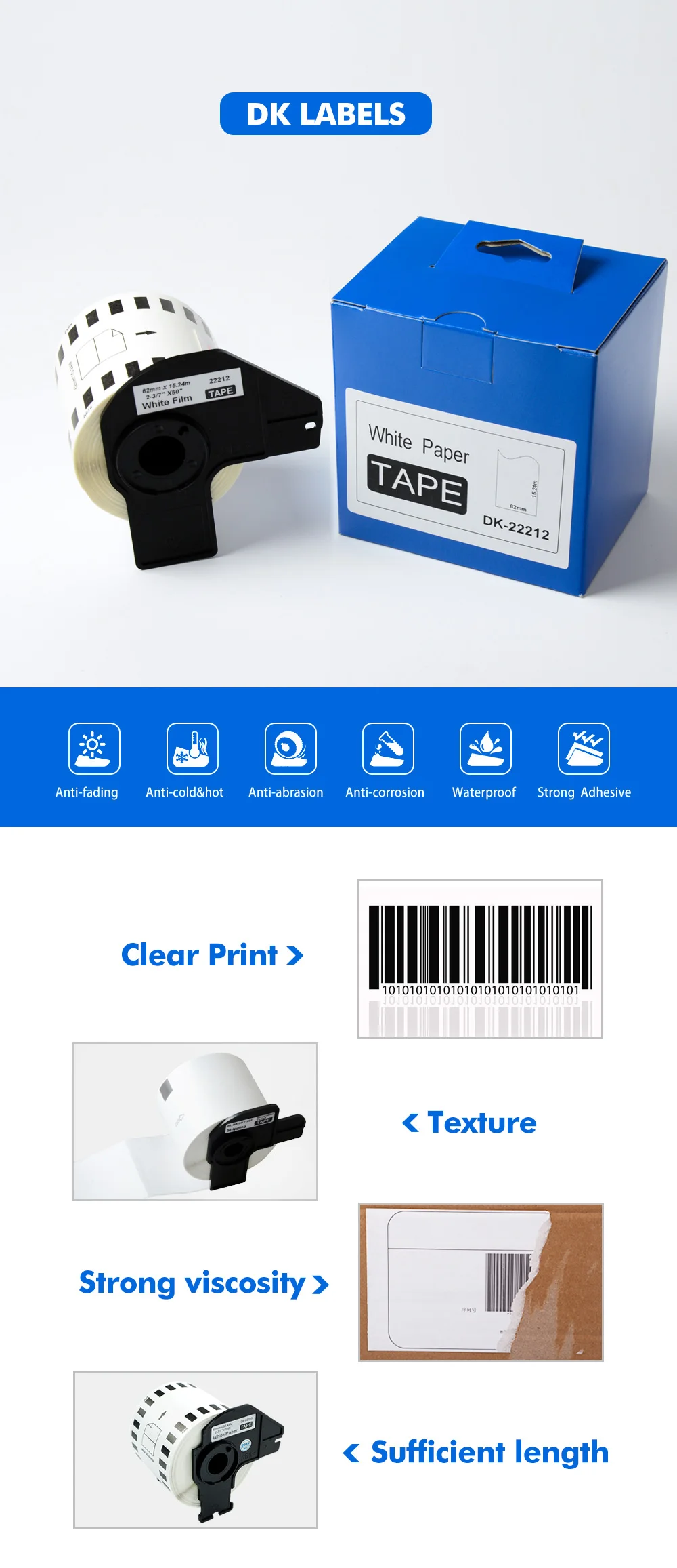 Newest Custom Dk Waterproof Thermal Label 103mm*164mm Adhesive Shipping