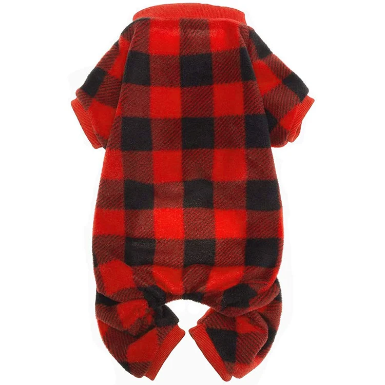 

Fashion Pet Pajamas for Dogs Red Plaid Sweaters Soft Clothes
