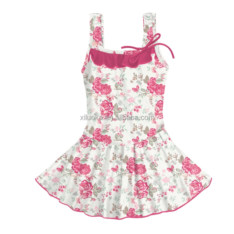 

Wholesale Kids Summer Dress Style Swimwear Girl Floral Print Beachwear