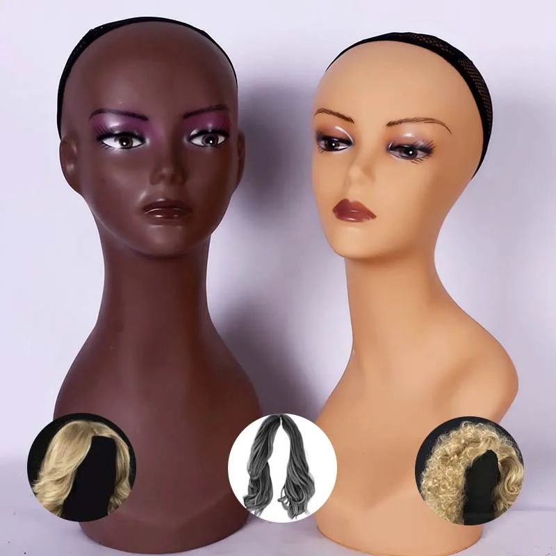 

PVC Female Mannequin Head For Wig Display High Quality Realistic Hair Extension Female Mannequin Head Wholesale, Skin color