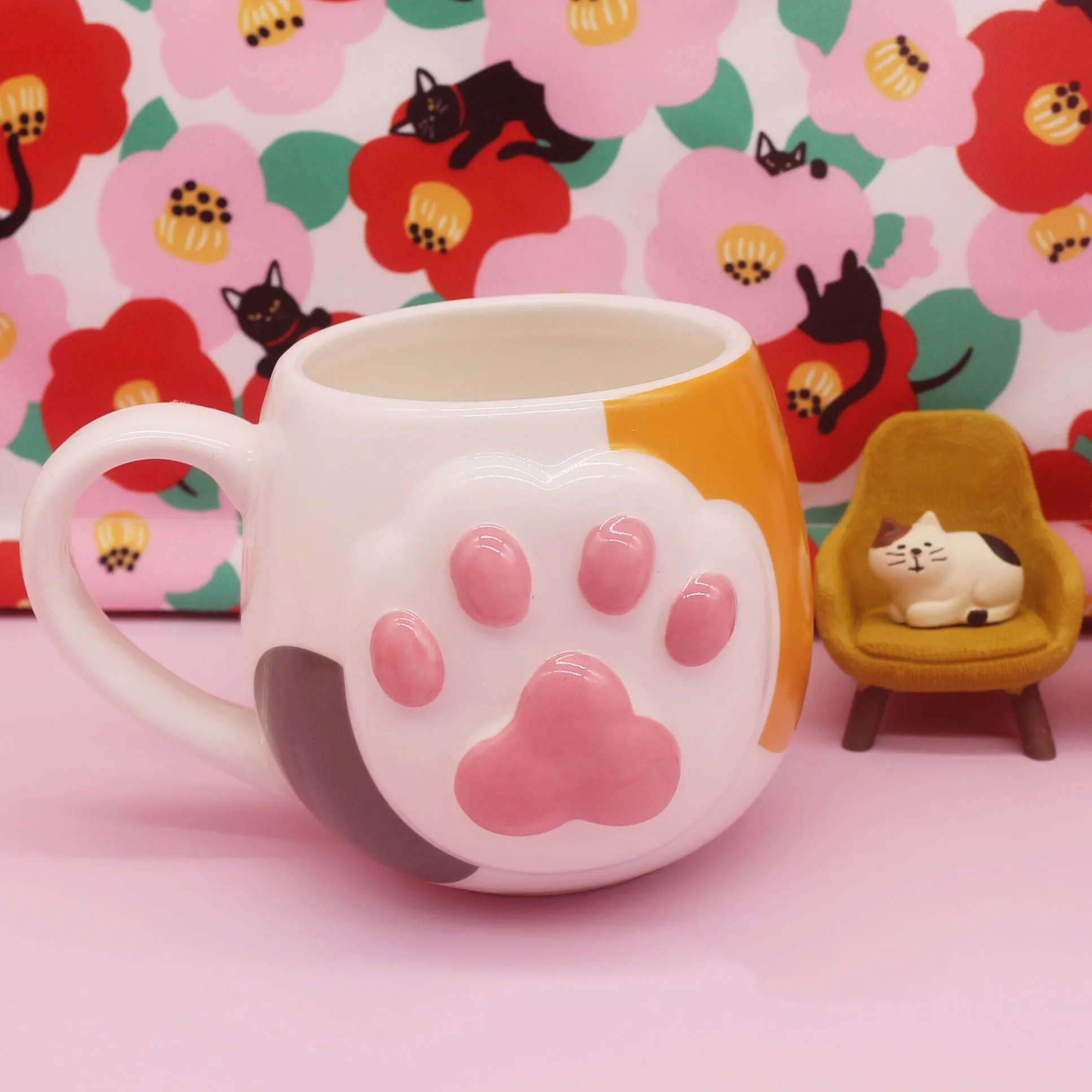 

Creative Embossed Small Cat Paw 3d Cute Mug Coffee Mugs Ceramic Big Belly