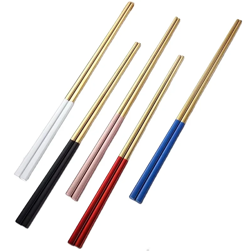 

Custom Reusable Metal Chopsticks Korean Japanese Titanium Stainless Steel Chopsticks Set For Sale, Silver,gold,rose gold,black,rainbow,painting hand