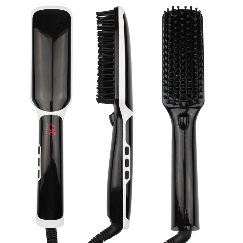 

Multi Functional Hair Straightener Men Brush Beard Comb, Electric Fast Straightening LCD Ceramic Hair Straightener Brush, Customised