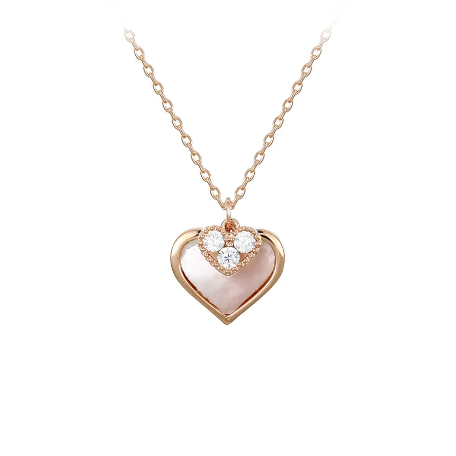

Necklace -01033 Xu ping Jewelry Fashion Elegant Go All Around Light Luxury Design Heart Set Diamond Rose gold necklace