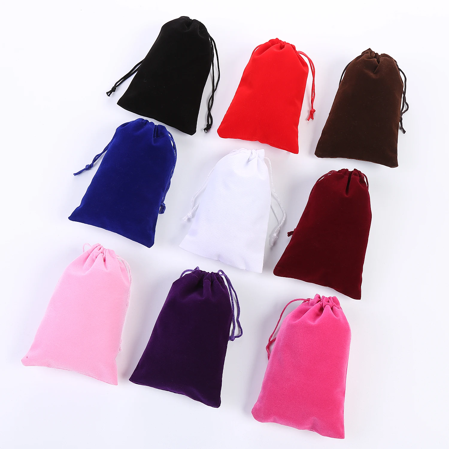

New Arrival Multicolor Jewelry Packaging Bags 10*20Cm Velvet Pouches Wite Drawstring Eyewear Storage Bags, 9 color can be selected