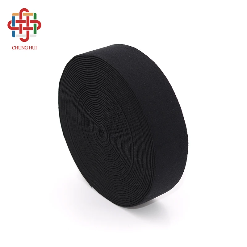 

CHUNGHUI Factory Stock 35mm Polyester Webbing Nylon Knitted Elastic Band Sewing Clothes Accessories Tape for Waistband Pants, White/black/custom color