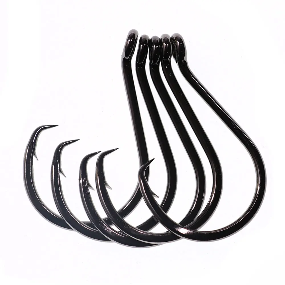 

Fishing Saltwater Black Diamond Barbed Circle Hook Anticorrosion High-carbon steel Bass Snapper Tuna Perch Fishhook, Black nickel