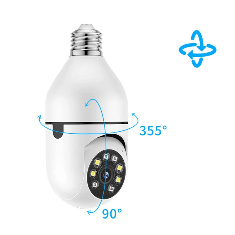 New Smart wireless wifi light bulb cctv camera 360 degree ptz surveillance camera ip home security camera with E27 lamp holder