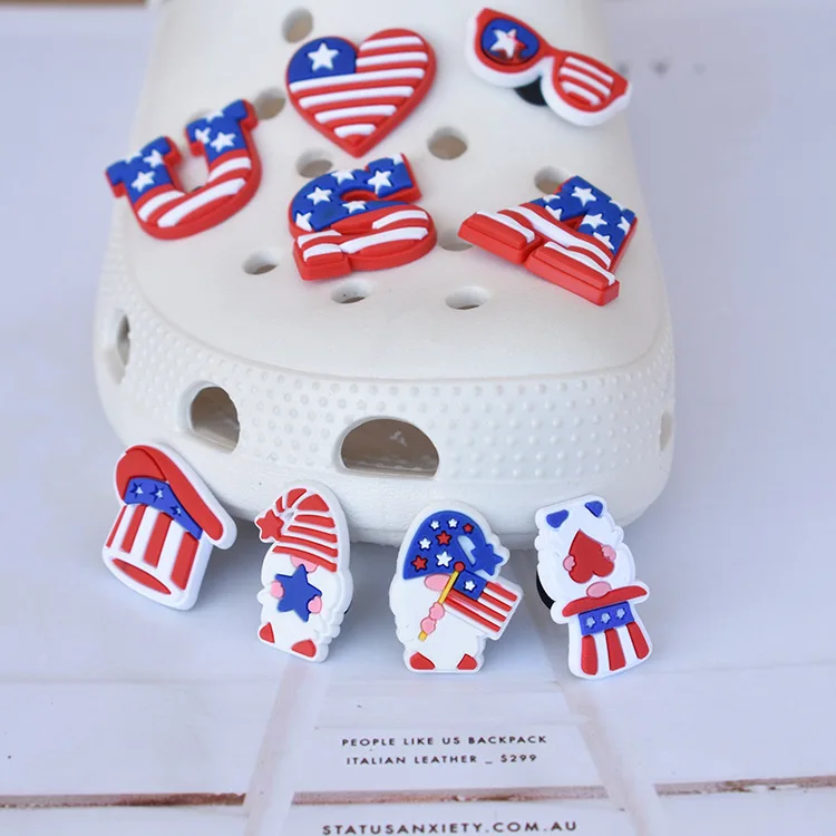 

I Love America Series Croc Charms Shoes Decoration Buttons Removeable Charms for Crocs USA Color Series