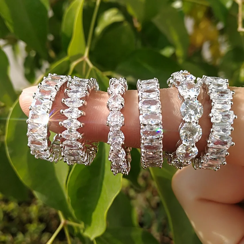 

Charm Luxury Designed Ice Out Irregular Rectangle Necklace Bracelet And Ring Jewelry Sets