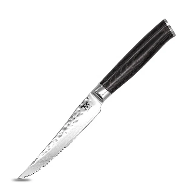 

Professional Chinese Custom Sharp Serrated Blade 4.5 inch Knife Damascus Steel kitchen Steak Knife