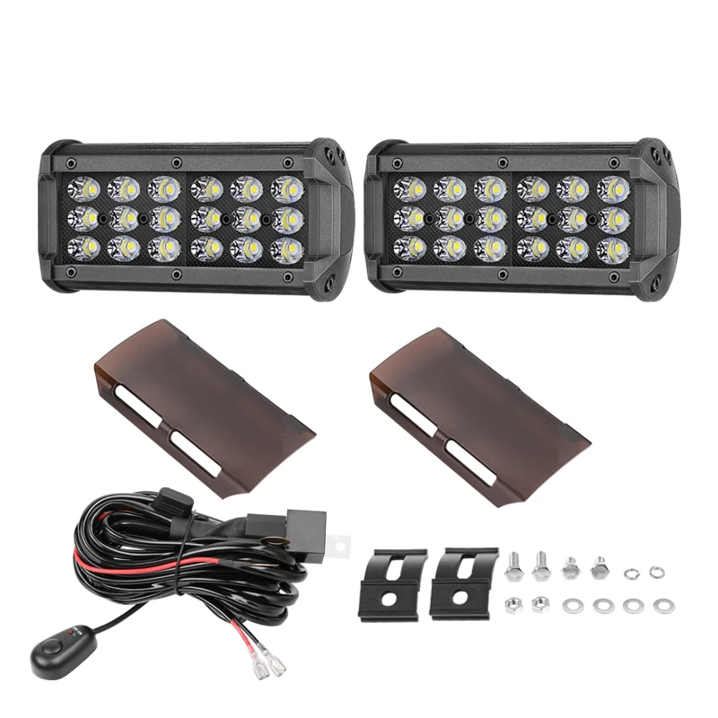 

Black LED Bar Lens 36W Spot Beam Black Panels With Wire Harness Long Distance Light Bar