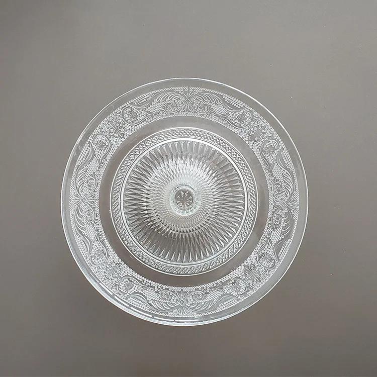 
Hot Selling tempered glass clear cake plate with stand 