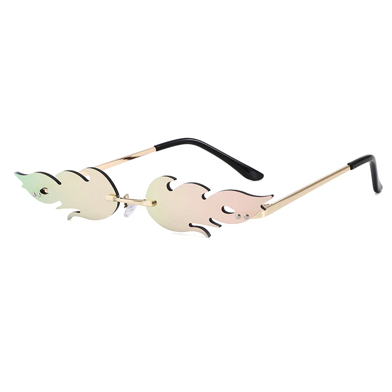 Superhot Eyewear 11050 Fashion 2020 Sun glasses Small Rimless Fire Flame Shape Sunglasses