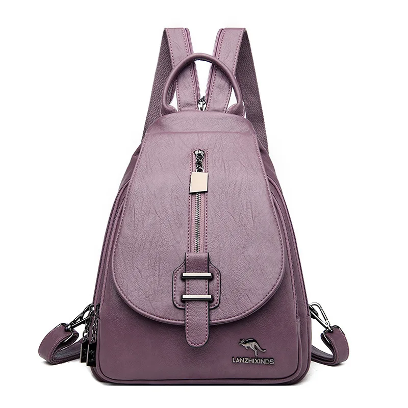 

2021 Women Leather Backpacks High Quality Female Vintage Backpack For Girls School Bag Travel Bagpack Ladies Sac A Dos Back Pack