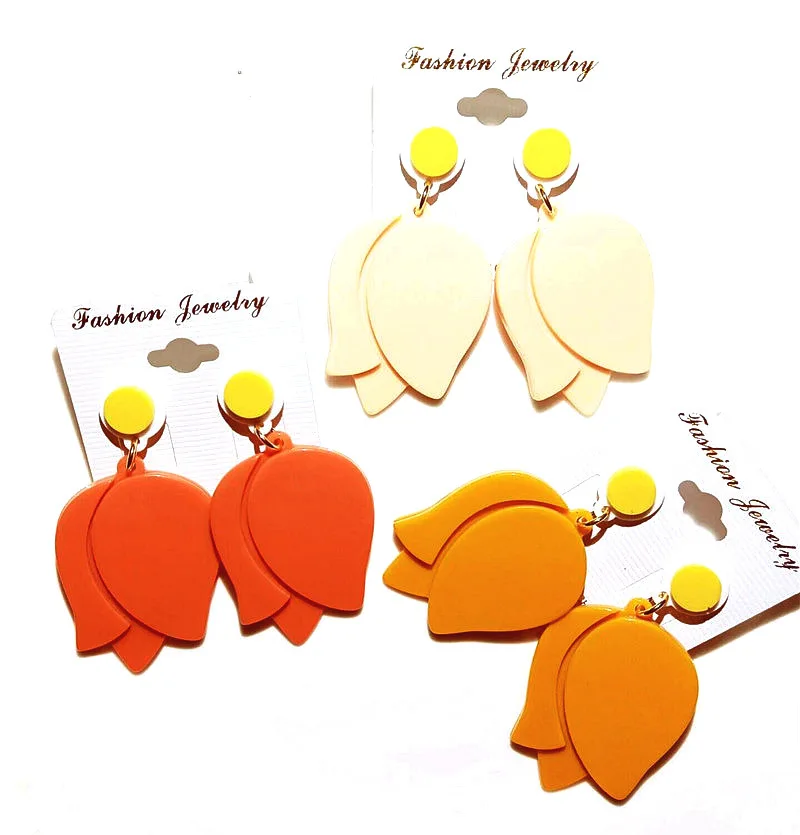 

Hot Selling New Style Cute Little Fresh Fruit Tulip Rose Acrylic Exaggerated Earrings