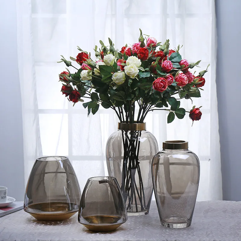 

Modern Minimalist Transparent Decorative Glass Vase With Flowers Creative Fashion Home Living Room Dining Room Decoration, As photo