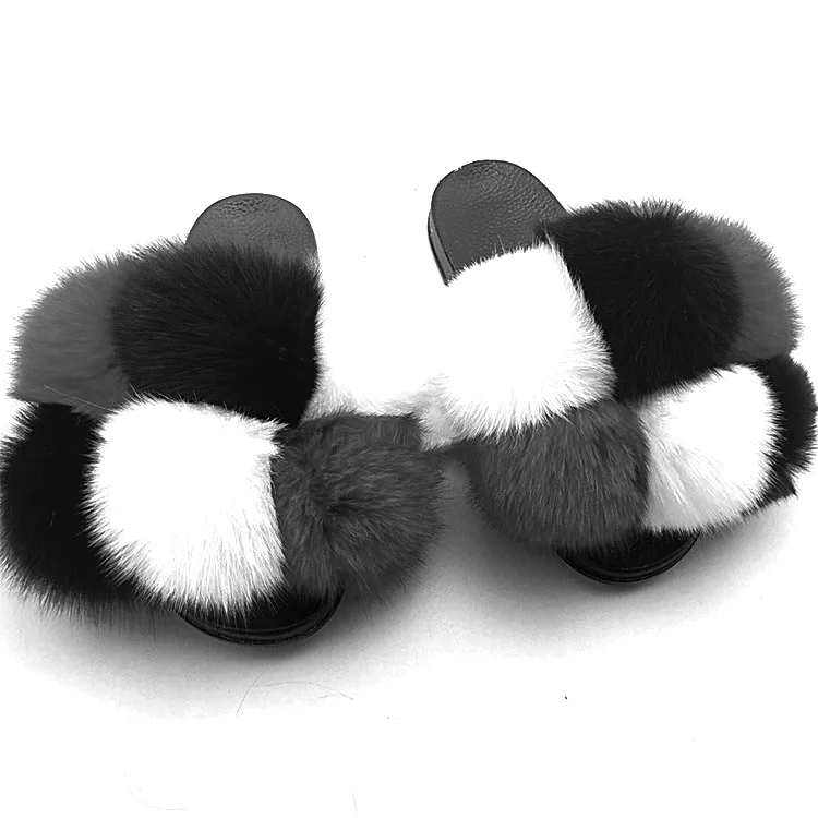 

New arrival leather slippers, children's fur slippers, fox fur, Customized color