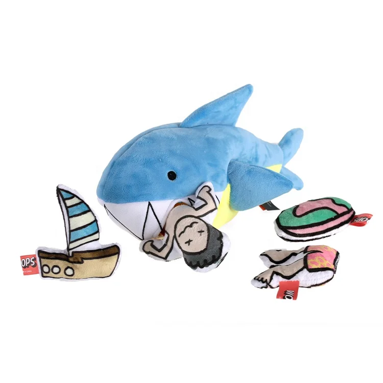 

2-In-1 Hide and Seek Puzzle Plush Dog Toy Big Shark Treat Dispensing Snuffle Toy Like Zip*Ypaws Activity For Dogs, Panda bamboo, big shark, cheese cat and mouse