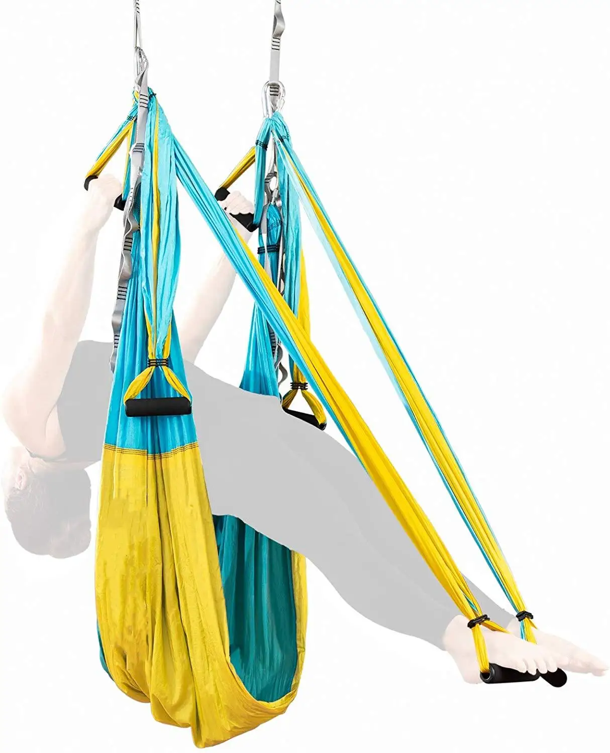 

20 Color 2.5*1.5 M Aerial Hammock Anti-gravity Inversion Swing Trapeze Yoga Extend Belt Ceiling Hanging Tray for Home Gym, 20 color to choice