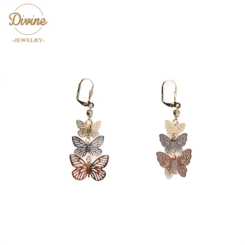 

Trendy Copper Alloy Jewelry for Women love Gold Plated Butterfly Earrings